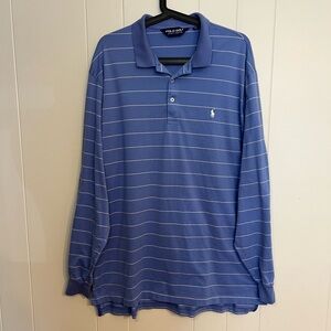 Polo golf by Ralph Lauren blue with white stripes long sleeve polo size XL‎